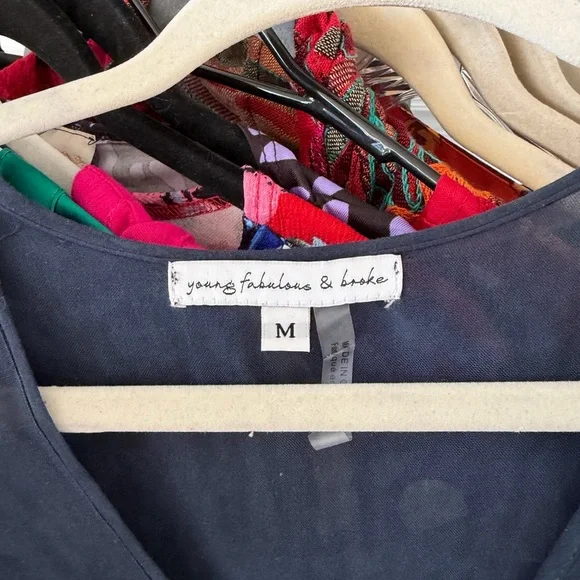 SOLD•••• Young Fabulous & Broke Navy Dress with Tie-Dye Accents - Picture 2 of 5